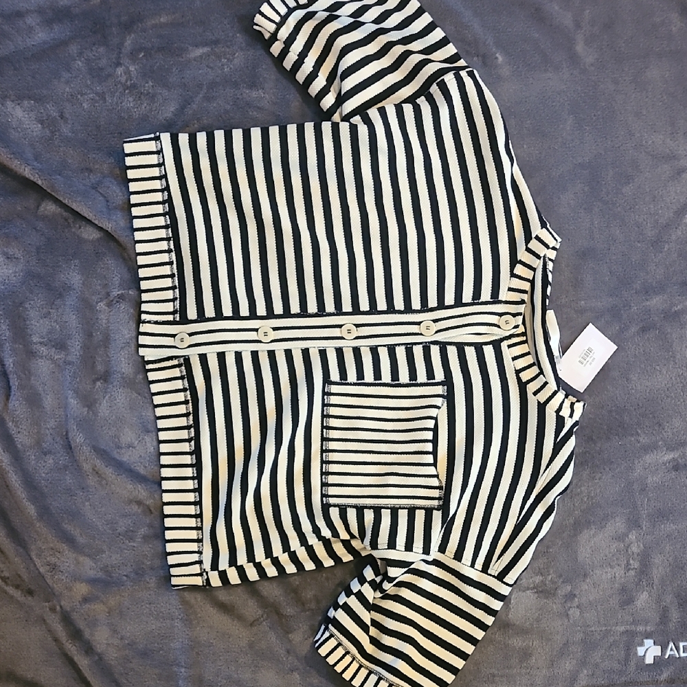 Mustard Seed Black and Cream Striped Knit